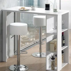 Vicco Set de table de bar Blanc 120x60cm avec 2 tabourets de bar