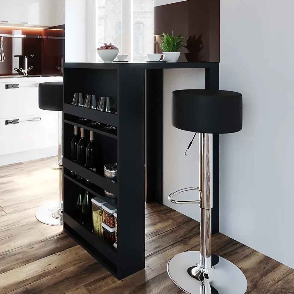 Vicco Set de table de bar Anthracite 57x80cm avec 2 tabourets de bar