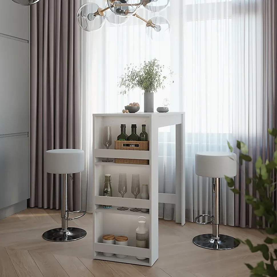 Vicco Set de table de bar Blanc 45x110cm avec 2 tabourets de bar