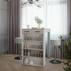 Vicco Set de table de bar Blanc/Sonoma 67x100cm avec 2 tabourets de bar