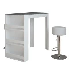Vicco Set de table de bar blanc/anthracite 57x117cm avec 2 tabourets de bar