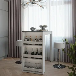 Vicco Set de table de bar blanc/anthracite 57x117cm avec 2 tabourets de bar