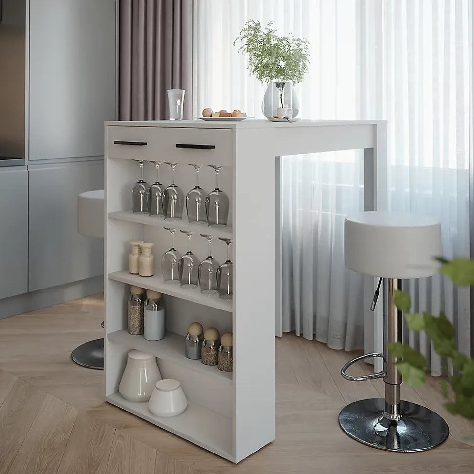 Vicco Set de table de bar blanc/anthracite 67x100cm avec 2 tabourets de bar