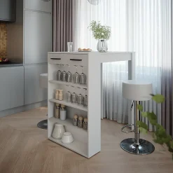 Vicco Set de table de bar Blanc 67x100cm avec 2 tabourets de bar