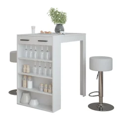 Vicco Set de table de bar Blanc 67x100cm avec 2 tabourets de bar