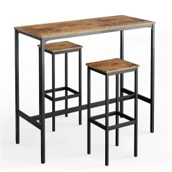 Vicco Set de table de bar Bois antique 120x50cm avec 2 tabourets de bar