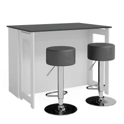 Vicco Set de table de bar Anthracite/blanc 116x37cm avec 2 tabourets de bar