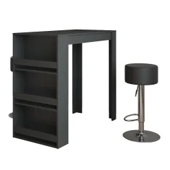 Vicco Set de table de bar Anthracite 57x117cm avec 2 tabourets de bar
