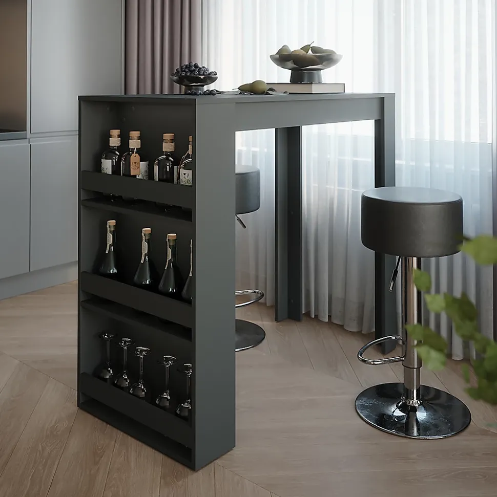 Vicco Set de table de bar Anthracite 57x117cm avec 2 tabourets de bar