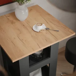 Vicco Set de table de bar Chêne doré/anthracite 65x65cm avec 2 tabourets de bar
