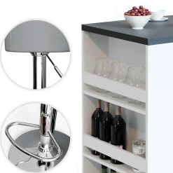 Vicco Set de table de bar Anthracite/blanc 57x80cm avec 2 tabourets de bar