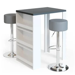 Vicco Set de table de bar Anthracite/blanc 57x80cm avec 2 tabourets de bar