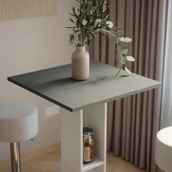 Vicco Set de table de bar blanc/anthracite 65x65cm avec 2 tabourets de bar
