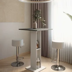 Vicco Set de table de bar blanc/anthracite 65x65cm avec 2 tabourets de bar