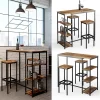 Vicco Set de table de bar Bois antique 120x50cm avec étagères et 2 tabourets de bar