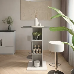 Vicco Set de table de bar blanc/anthracite 75x75cm avec 2 tabourets de bar