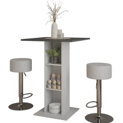 Vicco Set de table de bar blanc/anthracite 75x75cm avec 2 tabourets de bar
