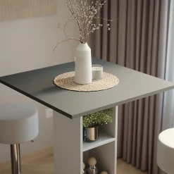 Vicco Set de table de bar blanc/anthracite 75x75cm avec 2 tabourets de bar