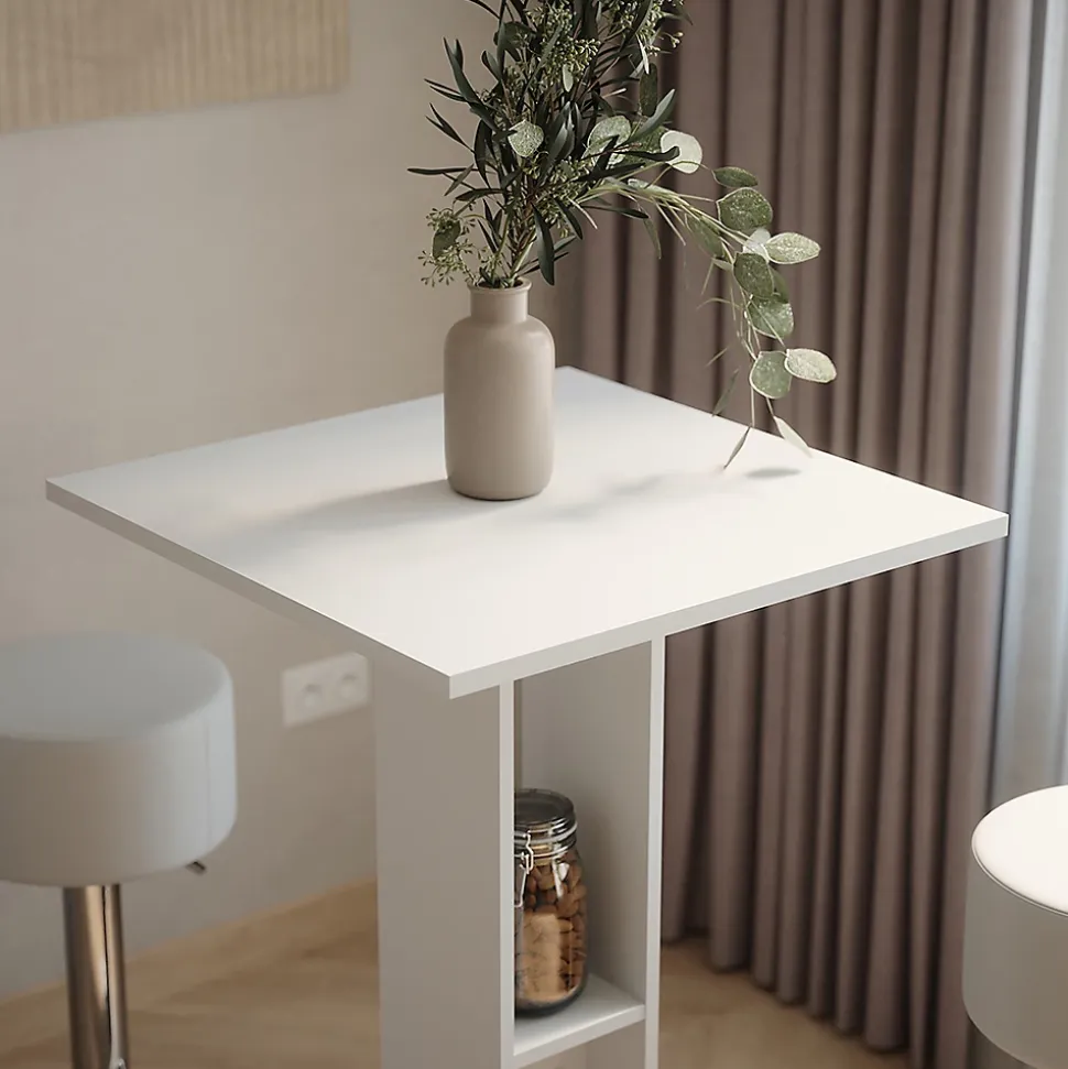 Vicco Set de table de bar Blanc 65x65cm avec 2 tabourets de bar