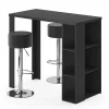 Vicco Set de table de bar Noir 120x60cm avec 2 tabourets de bar
