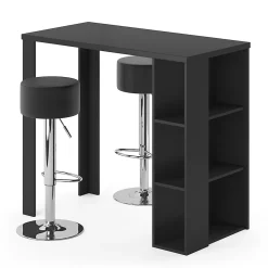 Vicco Set de table de bar Noir 120x60cm avec 2 tabourets de bar