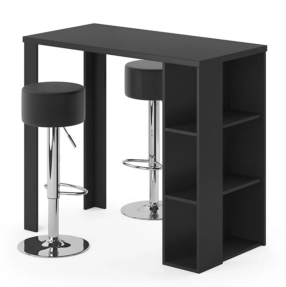 Vicco Set de table de bar Noir 120x60cm avec 2 tabourets de bar