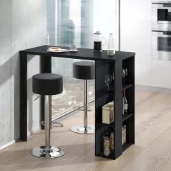 Vicco Set de table de bar Noir 120x60cm avec 2 tabourets de bar