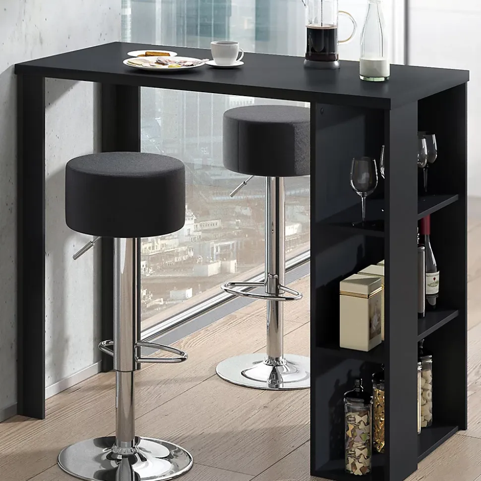 Vicco Set de table de bar Noir 120x60cm avec 2 tabourets de bar