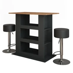 Vicco Set de table de bar Chêne doré/anthracite 110x65cm avec 2 tabourets de bar