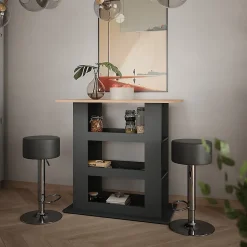 Vicco Set de table de bar Chêne doré/anthracite 110x65cm avec 2 tabourets de bar