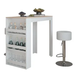 Vicco Set de table de bar Blanc/Sonoma 57x117cm avec 2 tabourets de bar