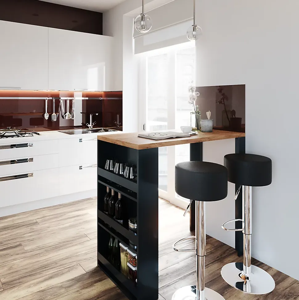 Vicco Set de table de bar Chêne 57x117cm avec 2 tabourets de bar