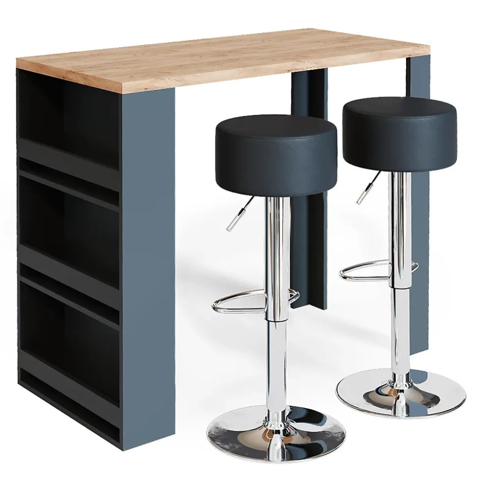 Vicco Set de table de bar Chêne 57x117cm avec 2 tabourets de bar