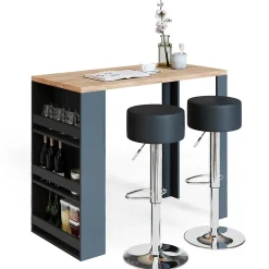 Vicco Set de table de bar Chêne 57x117cm avec 2 tabourets de bar