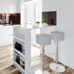 Vicco Set de table de bar Blanc 57x117cm avec 2 tabourets de bar