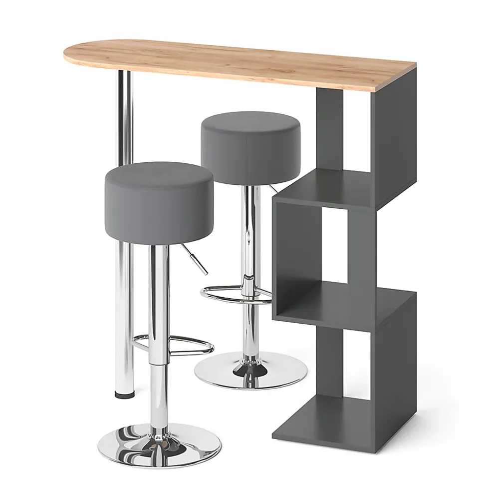 Vicco Set de table de bar Chêne de force doré 113x39.8cm avec 2 tabourets de bar