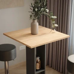 Vicco Set de table de bar Chêne doré/anthracite 65x65cm avec 2 tabourets de bar