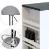 Vicco Set de table de bar blanc/gris 57x117cm avec 2 tabourets de bar