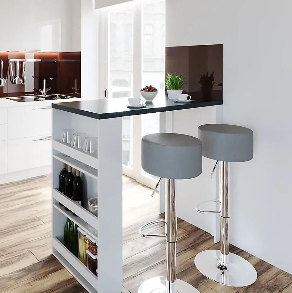 Vicco Set de table de bar blanc/gris 57x117cm avec 2 tabourets de bar