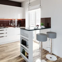 Vicco Set de table de bar blanc/gris 57x117cm avec 2 tabourets de bar