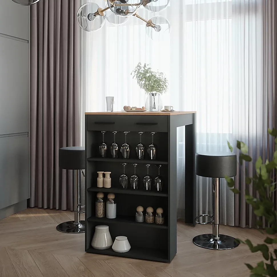 Vicco Set de table de bar Anthracite 67x100cm avec 2 tabourets de bar
