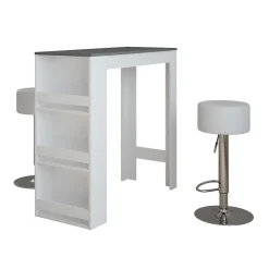 Vicco Set de table de bar blanc/anthracite 45x110cm avec 2 tabourets de bar