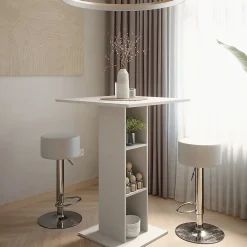 Vicco Set de table de bar Blanc 75x75cm avec 2 tabourets de bar