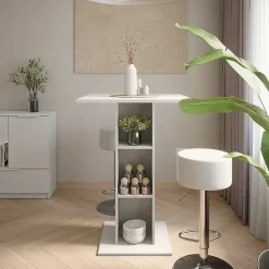 Vicco Set de table de bar Blanc 75x75cm avec 2 tabourets de bar