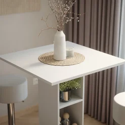 Vicco Set de table de bar Blanc 75x75cm avec 2 tabourets de bar