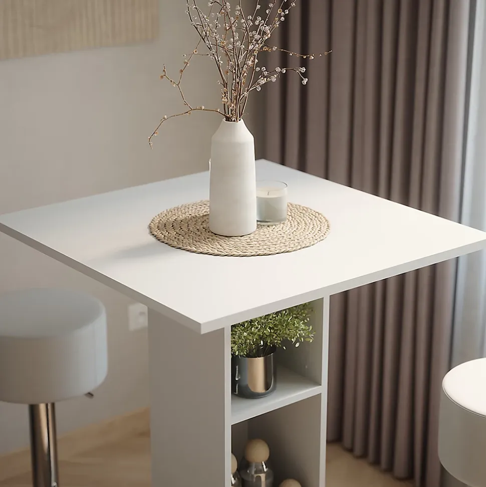 Vicco Set de table de bar Blanc 75x75cm avec 2 tabourets de bar
