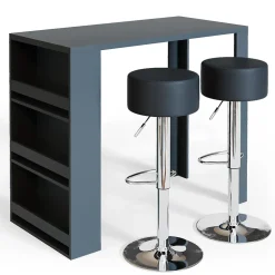 Vicco Set de table de bar Anthracite 57x117cm avec 2 tabourets de bar