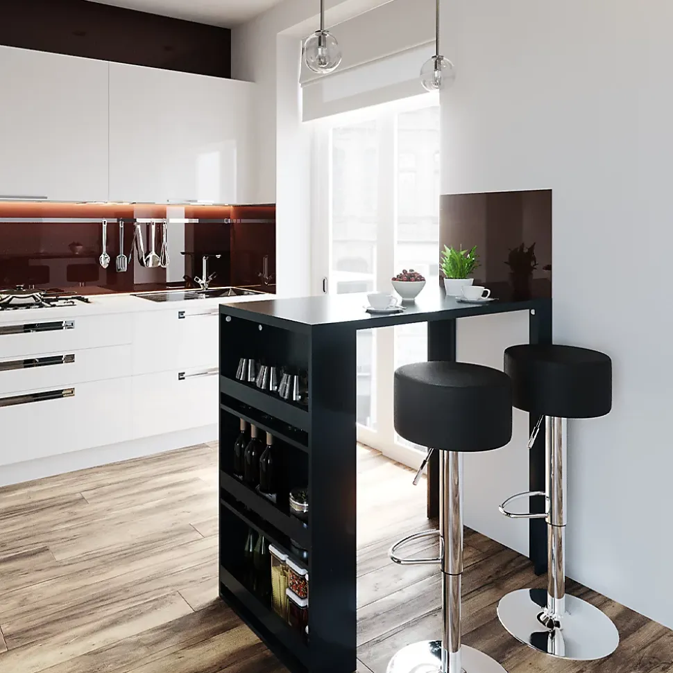Vicco Set de table de bar Anthracite 57x117cm avec 2 tabourets de bar