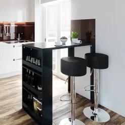 Vicco Set de table de bar Anthracite 57x117cm avec 2 tabourets de bar