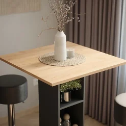 Vicco Set de table de bar Anthracite 75x75cm avec 2 tabourets de bar